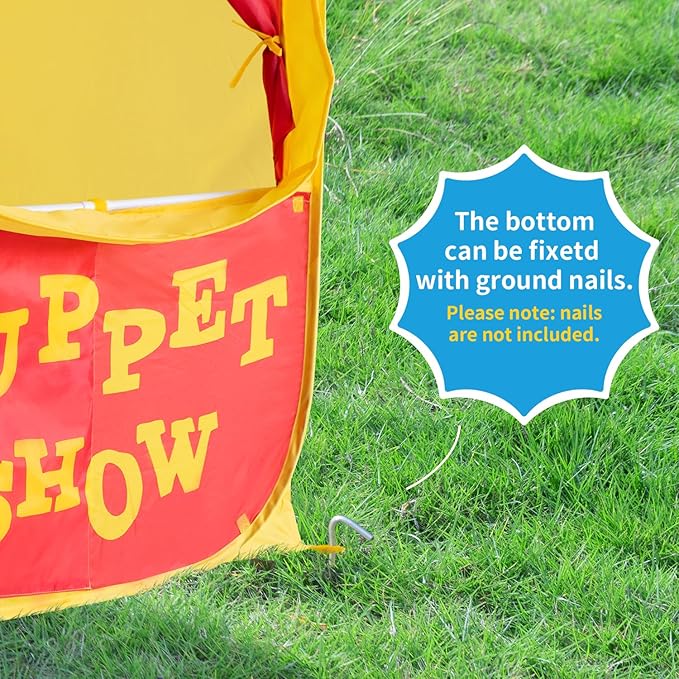 Alvantor Pop Up Puppet Show Theater & Lemonade Stand, Pretend Playhouse Kids Play Tent, Puppet Stage Tabletop Sets for Toddlers Curtain Fordable, Indoor & Outdoor Children Drama 29"X29"X43"H, 1 pc