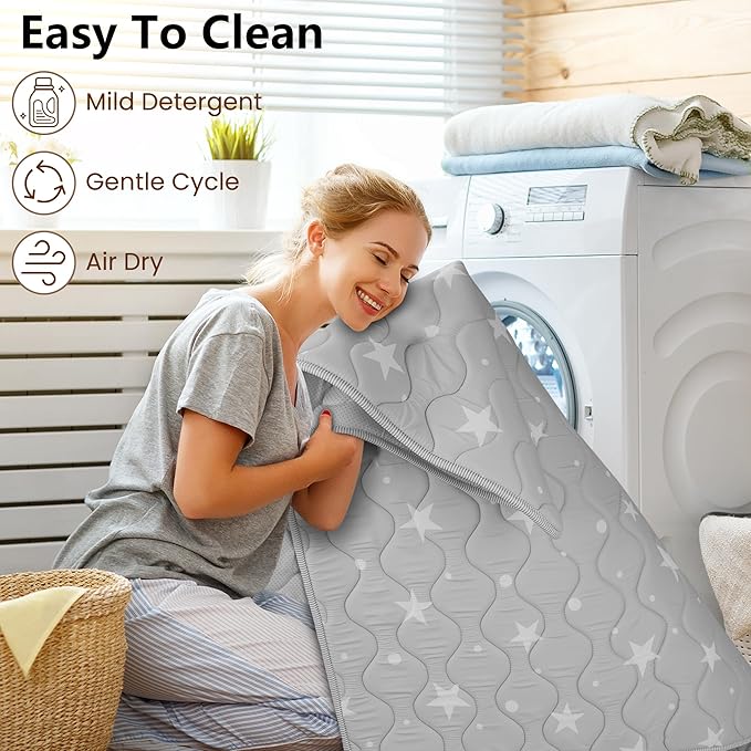 Baby Play Mat, 50x50 Playpen Mat, Thick Soft Foam Playmats for Baby, Foldable and Washable Crawling Mat for Floor (Gray Stars)