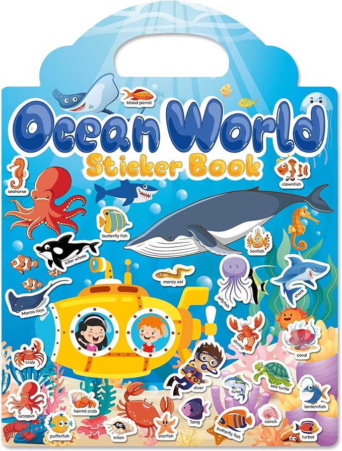 Reusable Sticker Book for Toddlers 2-4 Years, Stickers for Kids, Toddler Craft Activities, Toddler Travel Toys Ages 2+ Boy Girl Birthday Gifts