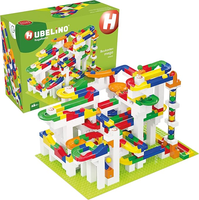 Hubelino Mega Building Box - Deluxe 585 Piece Marble Run Playset (Made in Germany)