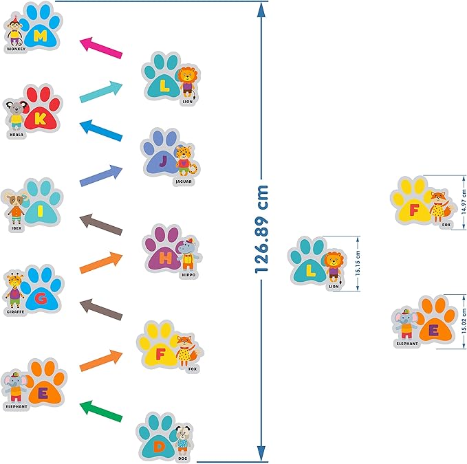 Classroom Decor Sensory Path Decals for Floor & Wall - Alphabet ABC Hop & Walk Footprint Hopscotch Floor Stickers for Boosting Gross Motor Skills
