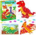 8PCS Poke-in Craft and Art Kit for Kids Dinosaur Theme No-Mess Fabric Sewing Art for Girls Boys 4-12 Fabric Puzzle Puncture Painting Dino Toy Gifts for Creative Activity Game Birthday Party