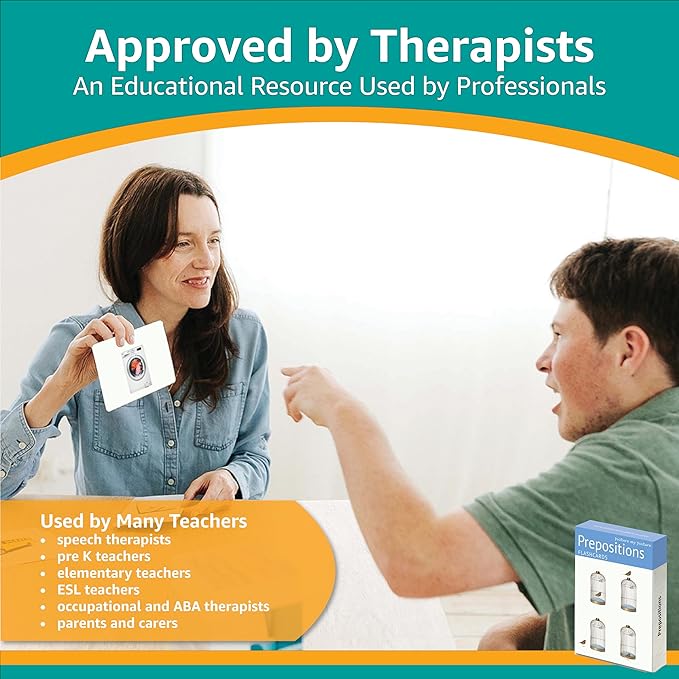Picture My Picture Prepositions Flash Card Set – Speech Therapy Tool for Vocabulary, Communication & Thinking, Scratch-Resistant with Activity Guide, Suitable for Education, ESL & ABA – Set of 40