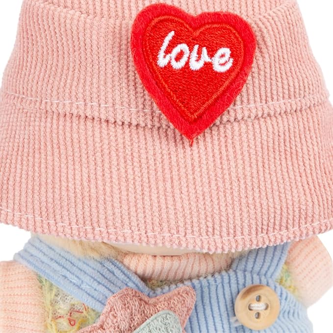 17cm Doll Clothes | Fashion Kawaii Chic Style Set for Dolls | 3-Piece Outfit with Colorful T-Shirt, Star Blue Romper & Pink Heart Hat (NO Doll)