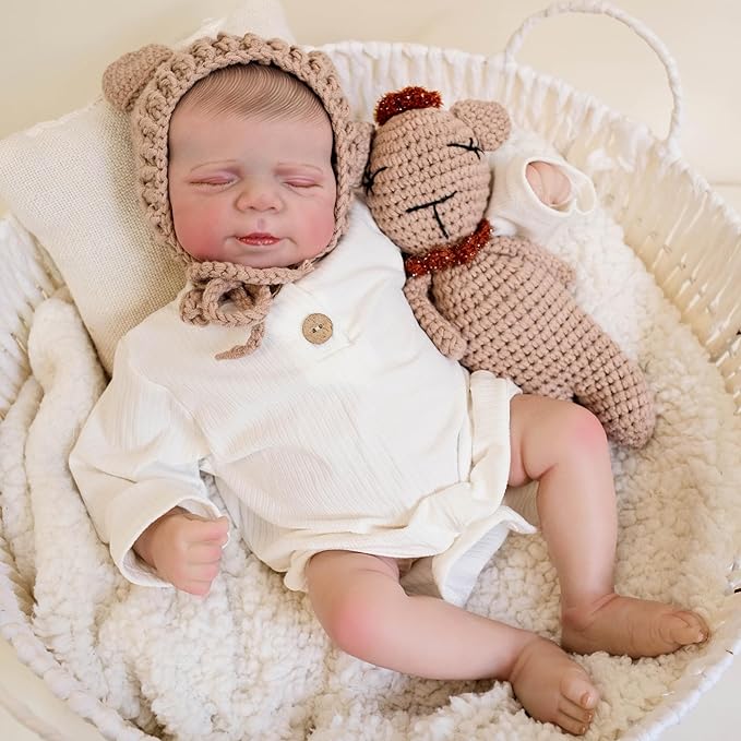 Realistic Reborn Baby Dolls-18 Inch Real Life Baby Dolls Girl Lifelike Baby Doll with Accessories for 3+ Years Old (Brown)