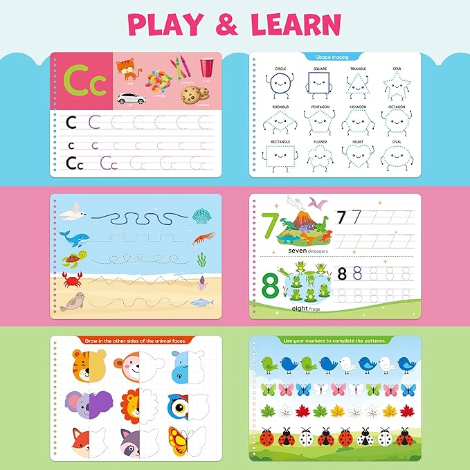 BenBen Preschool Learning Activities, 52 Pages, Tracing Books for Kids Ages 3-5, Kindergarten Workbooks, Toddler Writing Practice, Pre K Busy Book Educational Toys, Autism Learning Materials