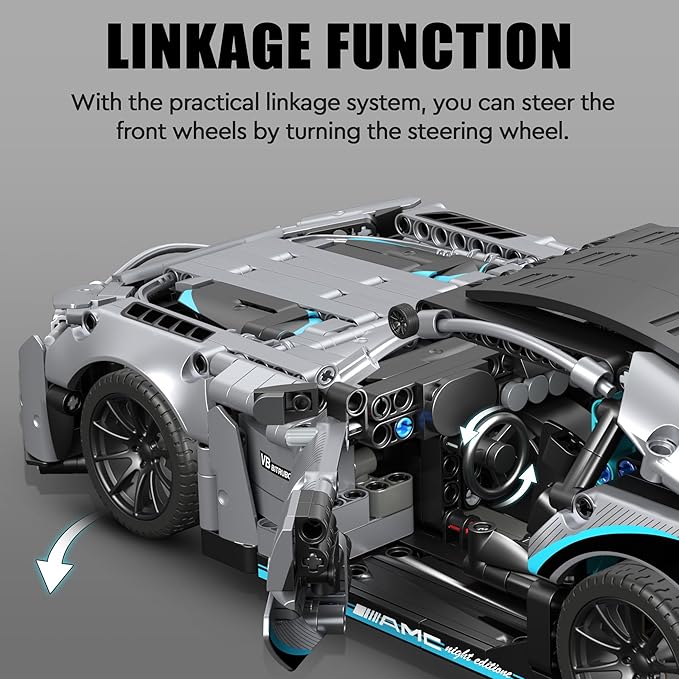 HIGH GODO Racing Car Building Kit for Adults,1:14 MOC Super Sports Car Building Blocks Construction Sets, Buildable Supercar Model for Kids Gift Giving or Collection(1466pcs)