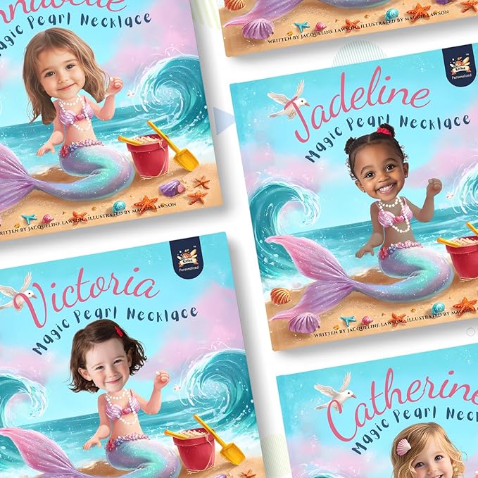 Personalized Mermaid Adventure Book – Magic Pearl Necklace | Custom Name & Photo Children's Story Book | ELFINK (Softcover)