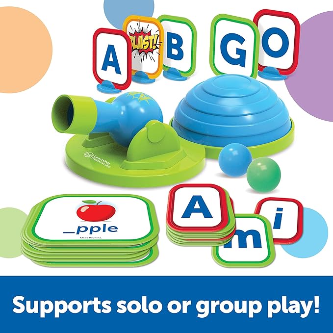 Learning Resources Alphablasters! Letter & Spelling Game - 85 Pieces, Ages 4+ Toddler Preschool Learning, Educational Indoor Games, Preschool Alphabet, Toddler Brain Games