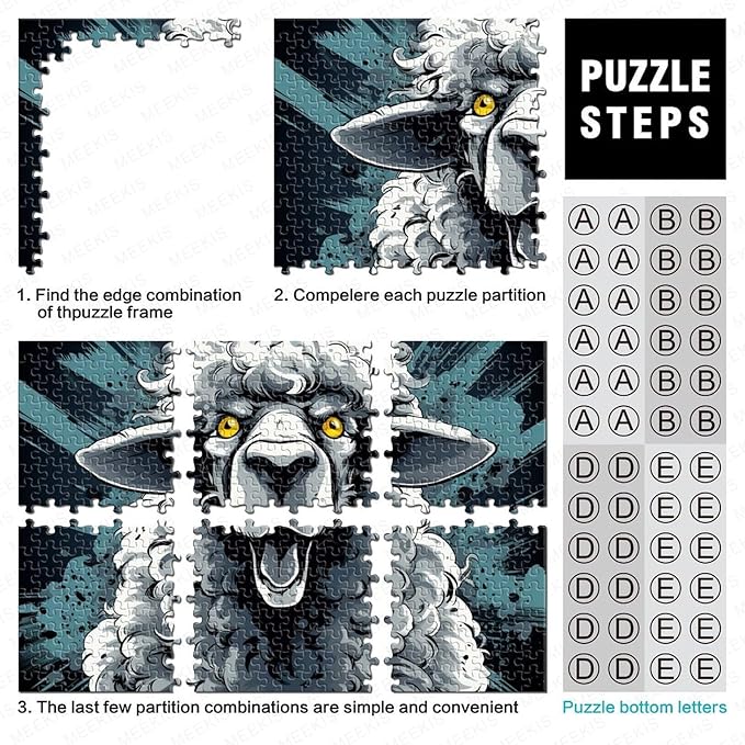 Sheep for Adults Fun Thickened Wooden Jigsaw Puzzles 500 Piece 3D Animal Toy Intellectual Game Education Game Stress Relief Toy Home Decoration Premium & Durable 500pcs (52x38cm)