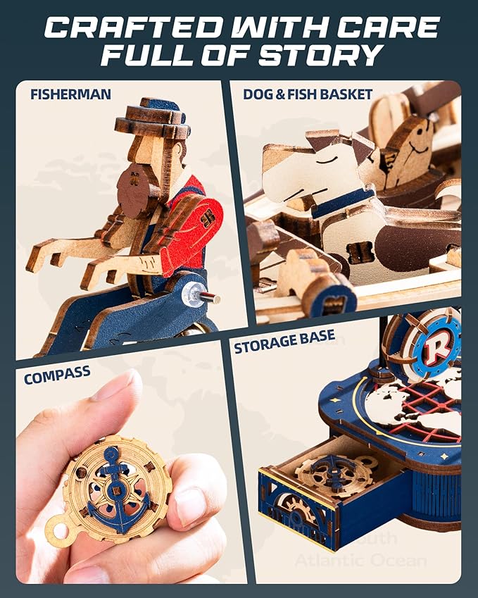 ROBOTIME 3D Wooden Puzzles for Adults, Ship Gravity Swing Model, Aircraft Model Kits for Age 14+,3D Puzzle Model Building Kit, Birthday/Christmas/Creative Gifts for Adults&Teens