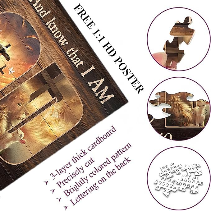 1000-piece Scripture Psalms-Faith in God Adult Wooden Puzzle, Intellectual Challenge, Stress-Relieving Puzzle, Relaxing Family Activity, Decoration, Size: 29.5 x 19.7 in