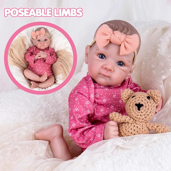 Aori Reborn Baby Dolls Girl - 20 Inch Realistic Newborn Lifelike Baby Doll with Hand-Painted Features & Weighted Cloth Body - Cuddle Companion Doll, Gift for Seniors, Collectors & Kids 3+