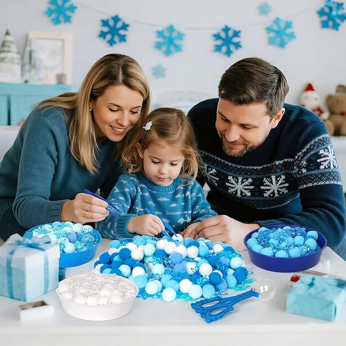 209 Pcs Winter Sensory Bin Items Winter Acrylic Snowflake Counting Sorting Sensory Bin Filler Fine Motor Toys Blue Snowflake Counts Xmas Counting Toys for Preschool Education Activities