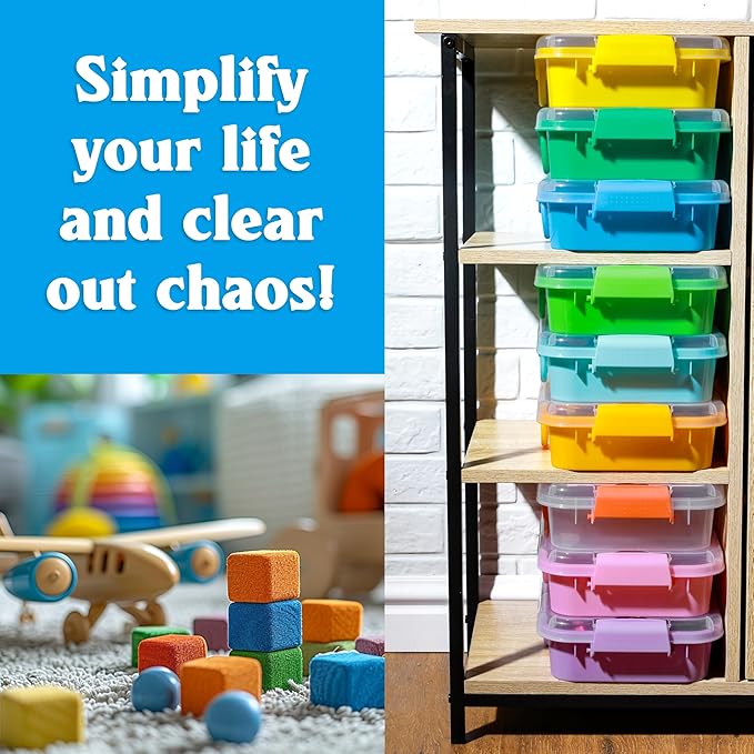 3 Pack, Empty Sensory Bin, Wheat Straw Material，13.5 Inch Storage Container, Portable Plastic Storage Bins, Stackable Play Tray for toys,arts,crafts and sand.