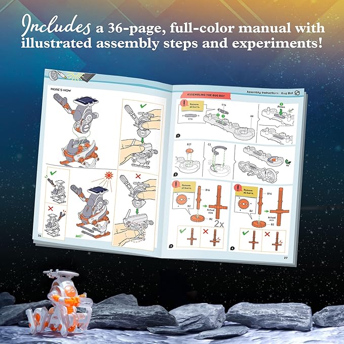 Thames & Kosmos SolarBots: Cosmic Explorers STEM Experiment Kit | Build 5 Solar-Powered Robots That Walk, Crawl, Spin & Roll, No Batteries Required, Solar Panel Included, Explore Solar Technology