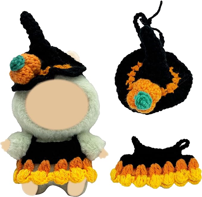 Halloween Clothes for 17cm Doll Outfits, Hat Dress Set for 17cm Dolls, Stylish Adorable Halloween Clothes Accessories (No Doll)