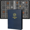 160 Pockets Coin Album - 10 Sheets Mixed Sizes Coin Holder 45x43/33x33 mm Collecting Grid for Pounds Pence Cents (Blue) CS48160BL