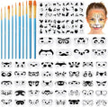 Fainne 68 Pcs Face Paint Stencils Kit, 48 Reusable Facial Painting Stencils with 10 Stickers 10 Painting Brushes Plastic Tattoo Templates for Halloween Party Makeup DIY Drawing Art (Animal Style)