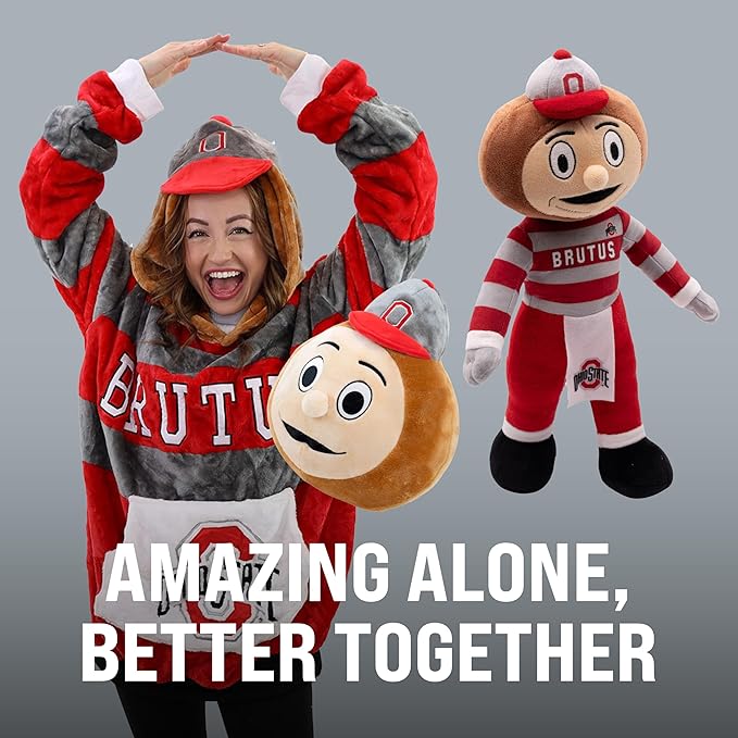 Playtime by Eimmie 14" Ohio State University Plush Doll – Soft Rag Doll Mascot for College Football Fans, Sports-Themed Plush Figure for Kids, Toddlers & Collectors, Surface Washable