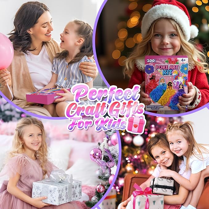 ZOOI Poke Art Kits, Arts and Crafts for Kids 4-6, Pretty Pretty Princess Game, Poke in Crafts for Kids Ages 4-8, Birthday Gifts for 4, 5, 6, 7, 8 Year Old Girl Toys Age 6-8 Art Kits