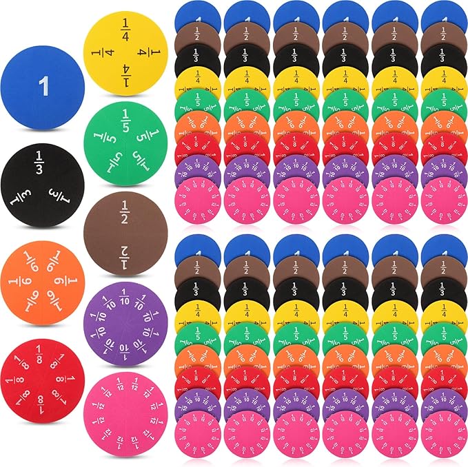 12 Sets Fraction Set for Math Classroom Fractions Manipulatives Math Manipulatives for Home School Supplies (Circles)