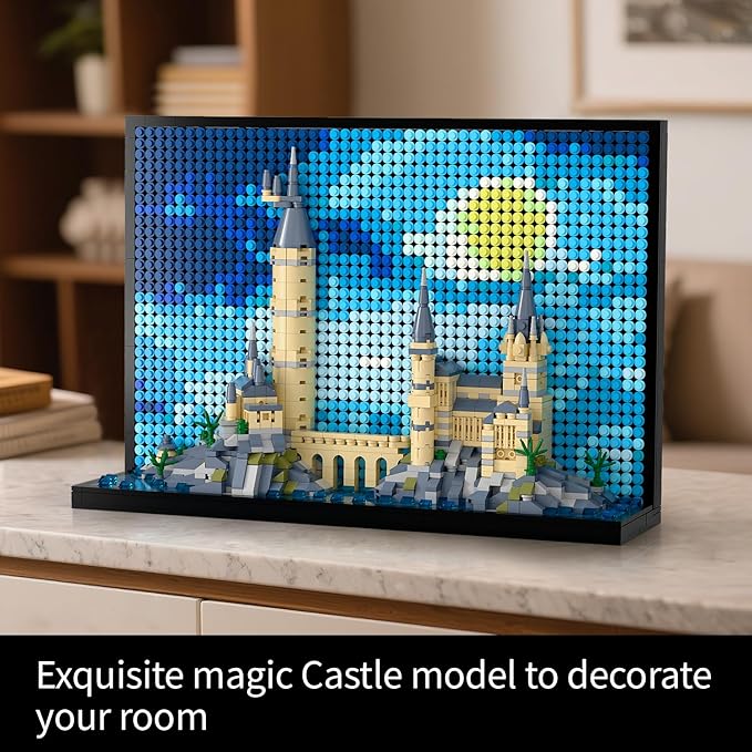 Micro Brick Magic Castle Building Set: 3D Wall Art | 2-in-1 Home Decor Model | Creative Castle & Painting Display | DIY Gift Idea Building Toy for Teens Ages 8+ Kids, Adults