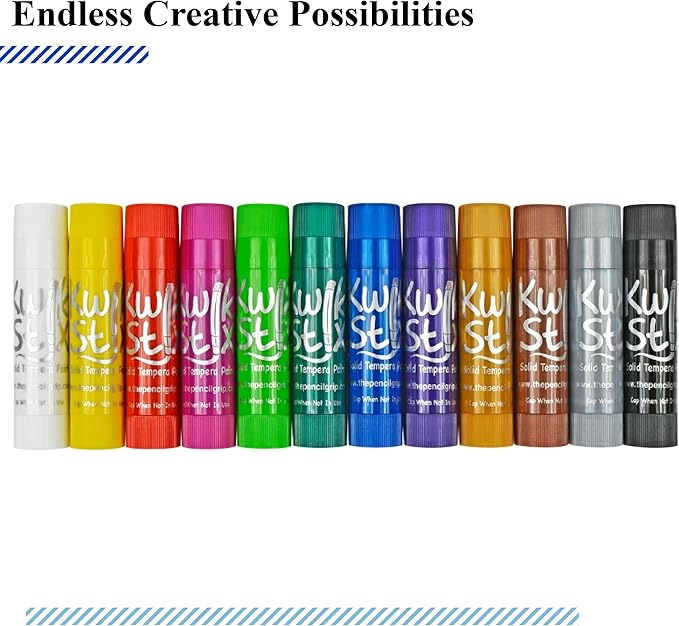 Kwik Stix Solid Tempera Paint Sticks, 12 Metallic Colors, Washable Paint Sticks for Kids, Super Quick Drying, Non-Toxic, Allergen Free, Paint Sticks in Metallic Colors, Paint for Kids and Toddlers