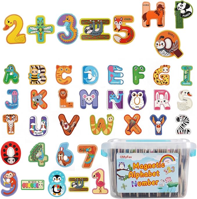Wooden Magnetic Letters and Numbers for Kids - Fridge Alphabet Magnets ABC for Classroom Gift 39 Pieces Magnets Include 26 Colorful Alphabet Letters 10 Numbers 3 Symbols Preschool 3 4 5 Years Old