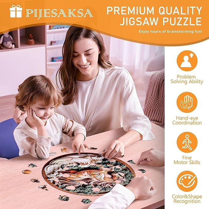 Wooden Puzzles for Adults - Flat Puzzle with 3D Visual Effect Horse Puzzle, Unique Shape Animal Wooden Puzzle, Unique Gift Ideas, Wood Puzzles Adult, Wall Art Puzzle Canvas (L-13.4*13.4in-275 Pieces)