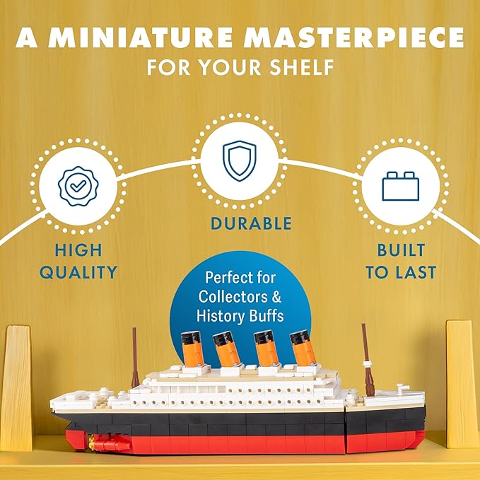 Brick Loot Titanic Building Set – 390-Piece Lego Compatible Ship Model Kit for Adults & Kids, DIY Mini Bricks 3D Puzzle STEM Toy, Collectible Display, Gift for Ship Lovers (Large)