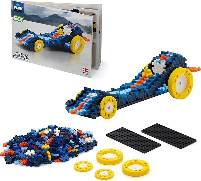 PLUS PLUS - GO! Desert Dragster - 275 Pieces - Model Vehicle Building Stem/Steam Toy, Interlocking Mini Puzzle Blocks for Kids