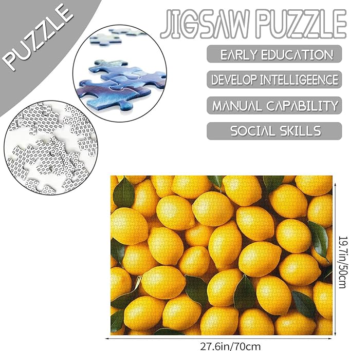 Tucocoo Lemons Jigsaw Puzzles for Adults 1000 Pieces, Impossible Hard Challenging Puzzles for Adults Fruit Art DIY Crafts Puzzles for Home Decoration Gifts, Family Puzzle Perfect for Game Nights