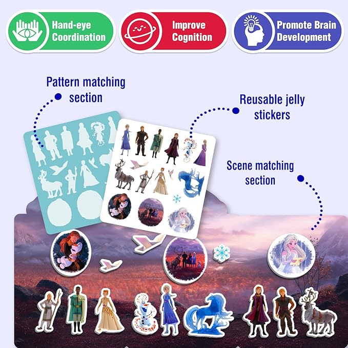 3 Sets Reusable Sticker Books for Toddlers 1-3, Removable Jelly Sticker Books for Kids 2-4 Years, Toddler Travel Toys Activity Book Trip Essentials for Kids- Princess, Unicorn and Ocean