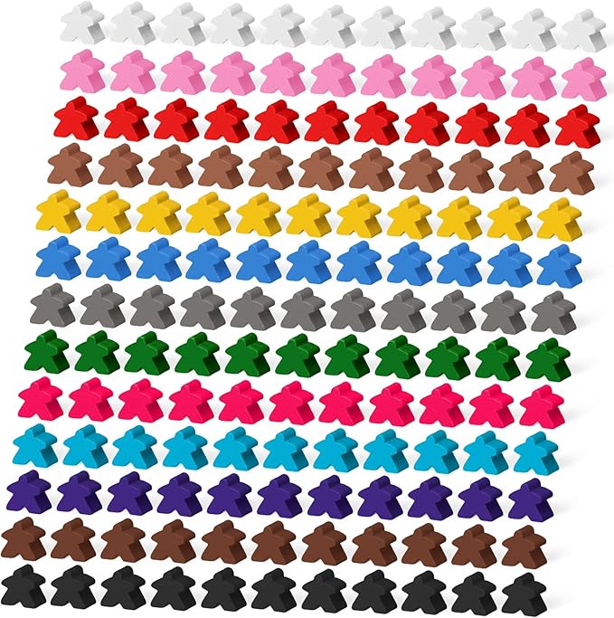 200 Pcs Wooden Meeples Multi Color Meeples Pieces Family Games Accessories Board Game Tokens Ideal for Sorting Counting Game Night Party