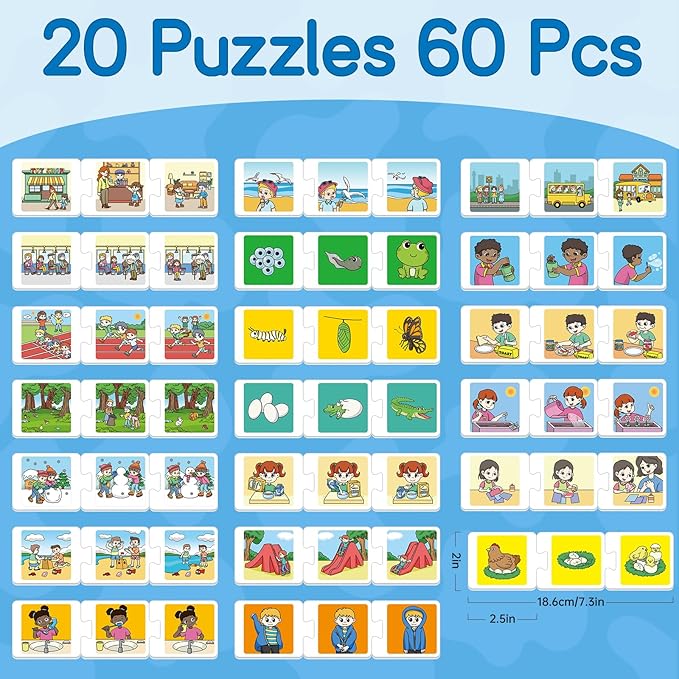 Sequencing Puzzle Cards,Sequence Game for Kids,Toddler Puzzle,Speech Therapy Toy,Autism Learning Materials,Storytelling,Social Skill,Sentence Building,Learning Activities for 3 4 5 6 Year Old