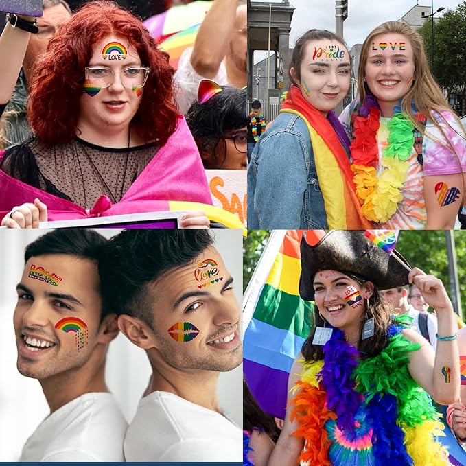 220+ PCS Gay Pride tattoos, 22 Sheets Pride Temporary Tattoos, LGBT Rainbow Tattoos, Waterproof Rainbow Flag Tattoo Stickers for Pride Equality Parades Party