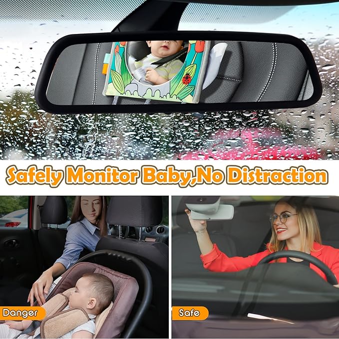 Car Seat Toy, Baby Car Mirror Toy for Rear Facing, Travel Baby Activity Center with Hanging Engaging Toys for Infants Babies 0-6-12-18 Months Boy Girl