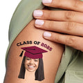 Big Dot of Happiness Custom Photo Maroon Grad Cap, Personalized Burgundy Graduation Party Favors, Fun Face Temporary Tattoos, Set of 12