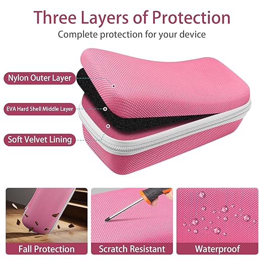 co2CREA Hard Case for 3Doodler Start+ Essentials (2024) 3D Pen Set - Storage Organizer with Custom Slots for Art Activity Set, Printing Filament Refill and USB Charger, Pink Case + White Zipper