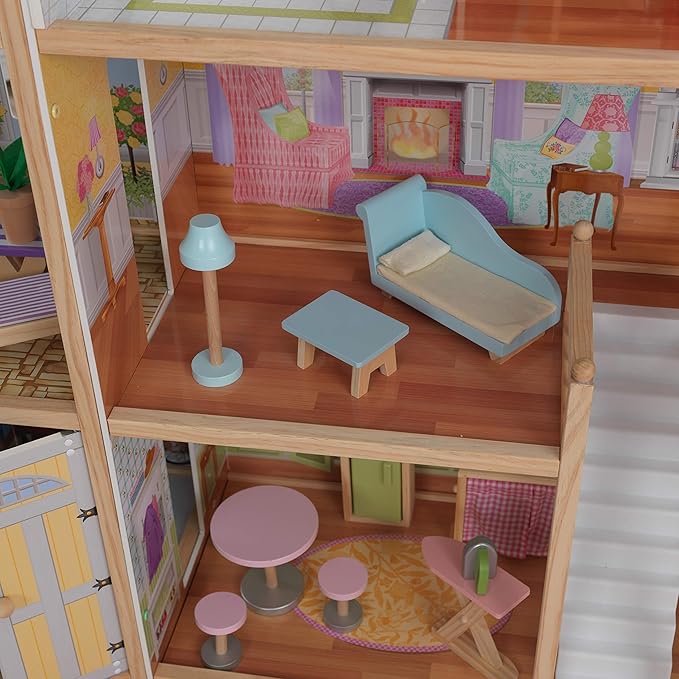 KidKraft Majestic Mansion Wooden Dollhouse with 34-Piece Accessories, Working Elevator and Garage, Gift for Ages 3+