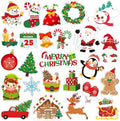 MARFOREVER 25 Pcs Christmas Window Gel Clings, Xmas Santa Claus Snowman Gingerbread Man Snowflake Penguin Thick Window Clings Decals for Classroom Nursery Home Christmas Holiday Party Decorations