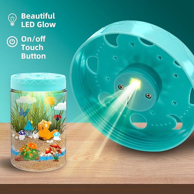 Light Up Terrarium Kit for Kids,Redpanda Gardening Kit for Boys and Girls,Creative Educational Gardening Toy,Arts and Crafts Activity Kits,Birthday Gifts for Ages 4 5 6 7 8-12