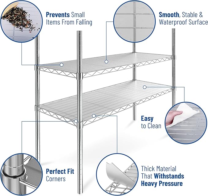 Sterling Shelf Liners for Wire Shelf System: Set of 5 in Graphite: 14 x 30 inch: Plastic Wire Shelving Mats
