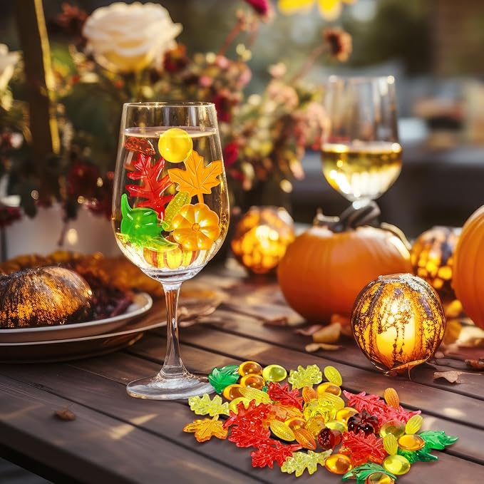 Draupnir Fall vase Filler,162 Pcs Sensory bin Filler Acrylic Pumpkin Leaves Acorn Gems Corn Fall Sensory bin Items for Thanksgiving Home Table Scatters Decoration Thanksgiving Craft Vase Fillers