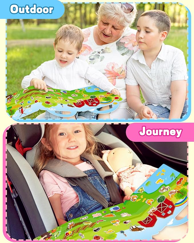 Reusable Sticker Book for Toddlers 2-4 Years, Stickers for Kids, Toddler Craft Activities, Toddler Travel Toys Ages 2+ Boy Girl Birthday Gifts