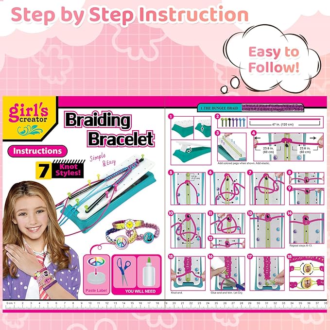 Friendship Bracelet Kit, Bracelet Making Kit, Crafts For Girls Ages 8-12, Bracelet Maker, Girls Toys Age 7 8 9 10 11 Years Old, Best Gift For Girls,Kids Travel Activity Set With Featuring Instructions