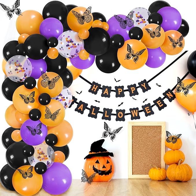 SAOROPEB 3D Butterfly Wall Decor - 48 Pcs, 4 Styles, 3 Sizes - Gold Butterfly Decorations for Birthday and Party Cake Decorations - Removable Stickers (Black)