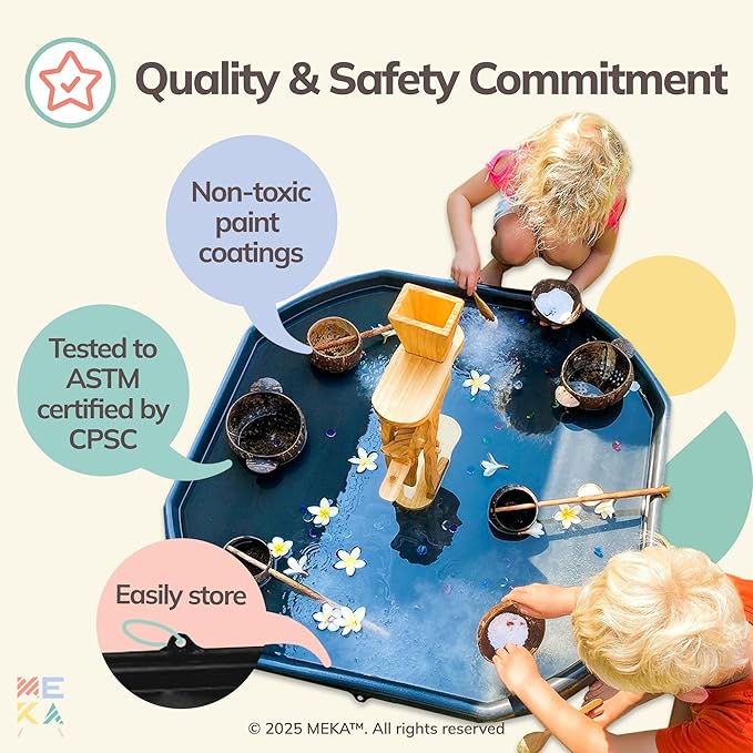 MEKA Tuff Tray for Sensory Play, Sensory Tray for Kids, Toddler Water Table, Tuff Spot Sensory Bin for Toddlers (Black, Large (38" x 38"))
