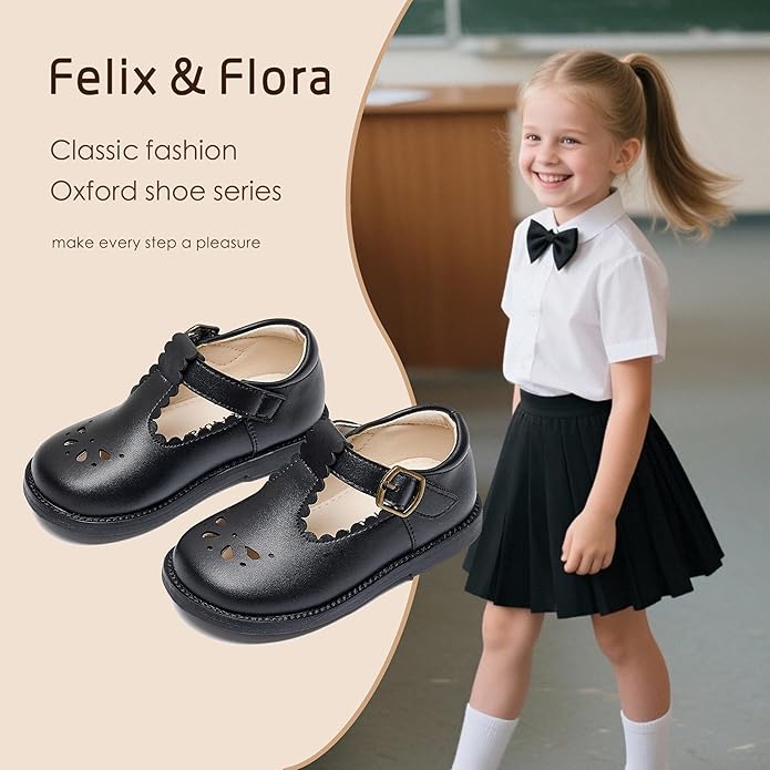 Felix & Flora Toddler Little Girl Mary Jane Dress Shoes - Ballet Flats for Girl Party School Shoes